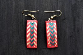 Natural Straw Earrings, Mexican Ethnic Earrings, Rustic Hanging Earrings - £8.82 GBP