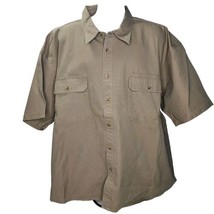 Cabelas Stonewash Canvas Button Up Shirt Mens 4XL Tan Outdoors Workwear ... - £23.65 GBP