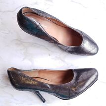 Dries Van Noten Size 38.5 Dark Distressed Pewter High Heels Metallic - $39.59