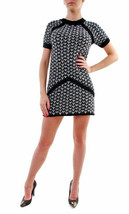 FOR LOVE &amp; LEMONS Knitz Womens Dress Big Short Sleeve Elegant Black White Size S - £54.60 GBP