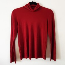 Eileen Fisher 100% Silk Red Turtleneck Long Sleeve Top Blouse Jersey Siz... - £27.00 GBP