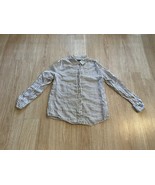 Shirt TAHARI White Blue Stripes 100% Linen Size M Women’s - $24.06