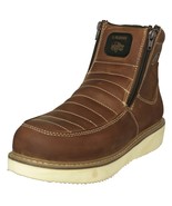 Mens Light Brown Work Boot Leather Slip Oil Resistant Zipper Wedge Sole ... - €51,64 EUR