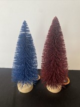 Glittered Bottle Brush Trees Halloween Set Of  2 NEW - £6.62 GBP