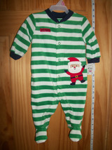 Carter Holiday Baby Clothes 0M-3M Striped Santa Playsuit Green Christmas Sleeper - £11.25 GBP