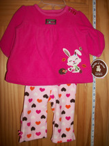 Carter Baby Clothes 0M-3M Newborn Heart Pant Set Pink Bunny Shirt Top Ou... - $12.34