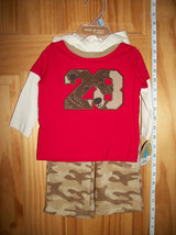 Carter Baby Clothes 3M-6M Newborn Bear Shirt Top Outfit Set Brown Camo P... - $16.14
