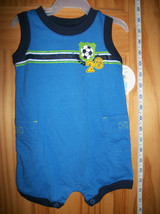 Carter Baby Clothes 3M-6M Soccer Ball Sunsuit Blue #28 Sun Suit Bodysuit... - $12.34