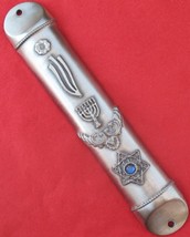 6&quot; Pewter mezuzah case mezuza Magen / star of David needs 12cm kosher scroll - £17.18 GBP