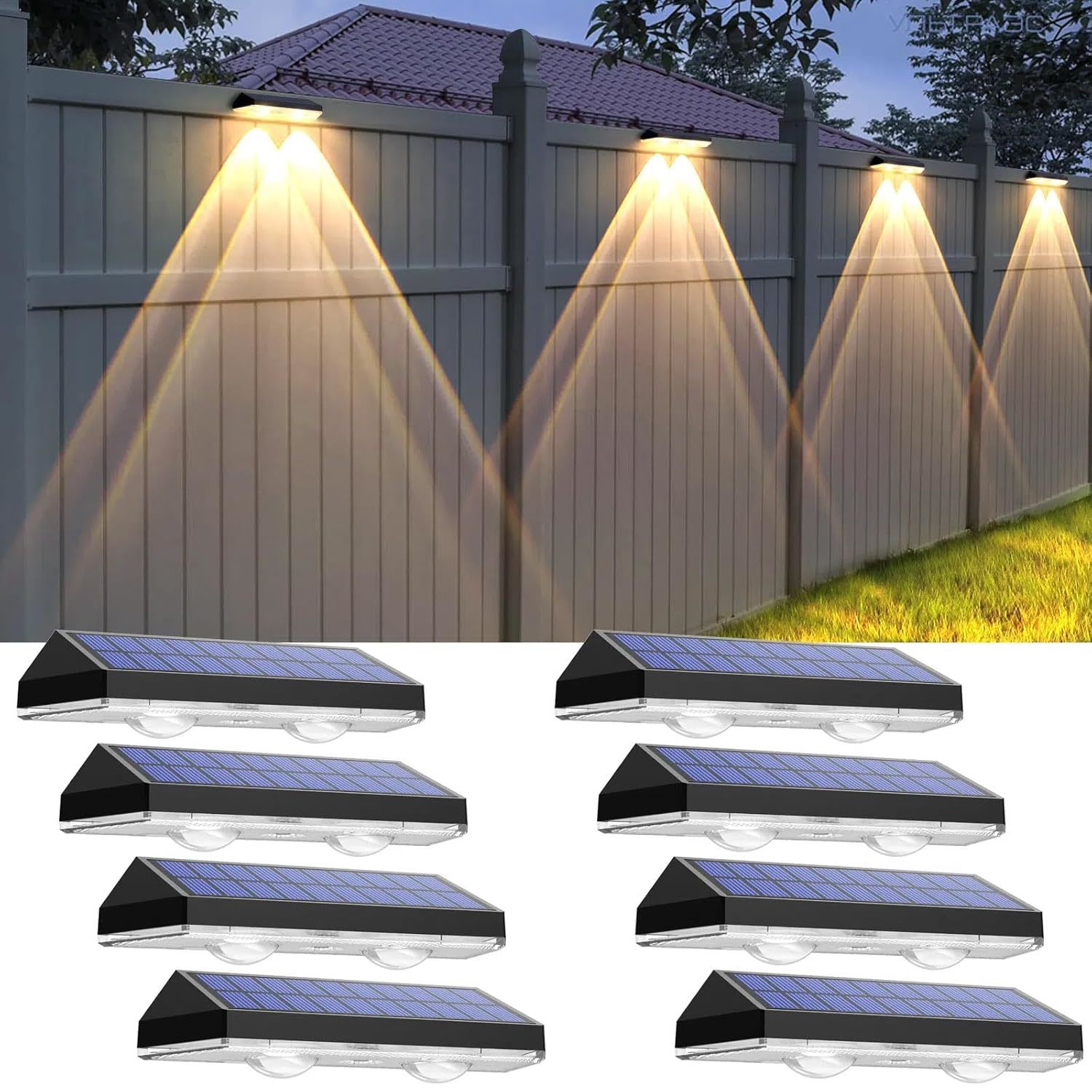 Solar Fence Lights Outdoor - 2700/4000/6000K 3 Mode, Ip65 Waterproof Fence Solar