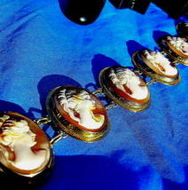 Antique Pictorial Cameo Solid 14k Rose Gold Panel Victorian Bracelet 7.5... - $4,136.82 CAD
