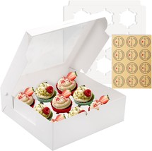 24 Pack 9 Count White Cupcake Boxes with Window and Insert 9x9x3 Inch Suitable f - £38.56 GBP