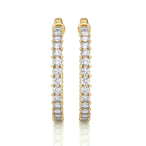 1.00CT Round Cut Lab Grown Diamond Women&#39;s Hoop Earrings 14k Solid Yellow Gold  - $849.99