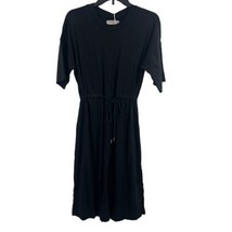 Everlane The Luxe Cotton Tie-Front Tee Dress XS Black New - £44.72 GBP