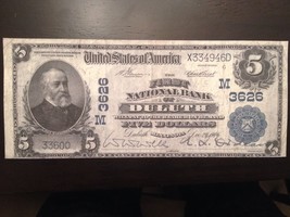 Reproduction Copy $5 Bill National Bank Note 1902 First National Bank Duluth, MN - £3.19 GBP
