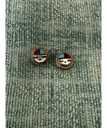 Native American Indian Turquoise Sunface Inaly Post Earrings EUC - $34.65