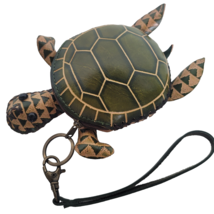 Handmade Leather Turtle Coin Purse Wristlet Keychain Zipper Pouch Animal... - $327.83 MXN