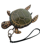 Handmade Leather Turtle Coin Purse Wristlet Keychain Zipper Pouch Animal... - €15,25 EUR