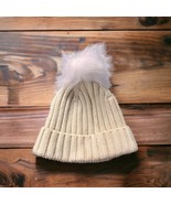 NWT J.Crew Pom-Pom Beanie Womens One Size Poly Wool Blend Ribbed Knit Wi... - $17.50