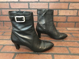 Cole Haan Side Zip Ankle Boots Black Leather With NikeAir Soles Size 7.5AA - $36.99