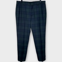 J. CREW Bowery Slim Fit navy &amp; green plaid wool blend dress pants size 35” x 30” - £42.44 GBP