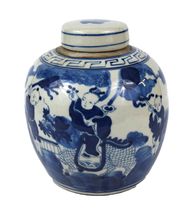 Blue and White Kid with Kylin Motif Porcelain Ginger Jar 6&quot; - £50.60 GBP