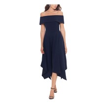 XSCAPE Handkerchief-Hem Off-the-Shoulder Dress Navy Size 14 - £59.50 GBP