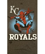 Vintage XL T-Shirt SPIDER-MAN &amp; KC ROYALS MLB TEAM Majestic - £19.46 GBP