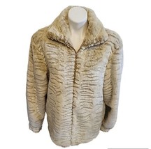 Size Small Ameri Mode Coat Cream Faux Fur Full Zip Pockets Jacket - £58.96 GBP