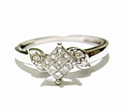 14K White Gold Diamond Princess Invisible Set Ring, Size 5.5, 0.25(TCW), I1-I2 H - $399.99