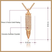 Brand New Sparkling Rhinestone Encrusted 18k Gold Plated Bullet Pendant Necklace image 3