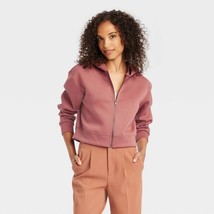 A New Day Women&#39;s Double Knit Zip Hoodie Sweatshirt Jacket X-LARGE Rusty... - $22.99