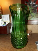 Vintage Hoosier Flower Vase No. 4088-A Green Textured Glass 8.5&quot; Tall = 11A - £14.87 GBP