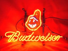 MLB Red Cleveland Indians Budweiser Neon Light Sign 13&quot; x 8&quot; - £156.48 GBP