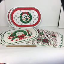 Vtg Lot of 7 Christmas Holiday Winter Vinyl Placemats Kitchen Dinner Dining READ - £21.95 GBP