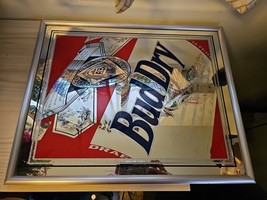 Vintage 1992 Budweiser Beer BUD DRY Mirror Bar Sign 20.5 X 16.5 - £46.95 GBP