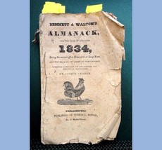 1834 Antique Bennett &amp; Walton&#39;s Almanack 1834 w/ROOSTER,RECIPES,LAZY Countries - £51.27 GBP