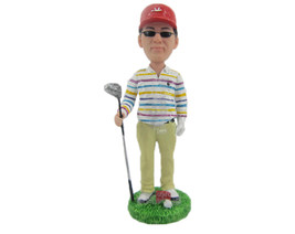 Custom Bobblehead Stylish Male Golfer Ready To Put The Ball In Hole - Sports &amp; H - £71.14 GBP