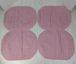 Vintage 80s or 90s rose pink set lot 4 table placemats padded quilted - $9.89