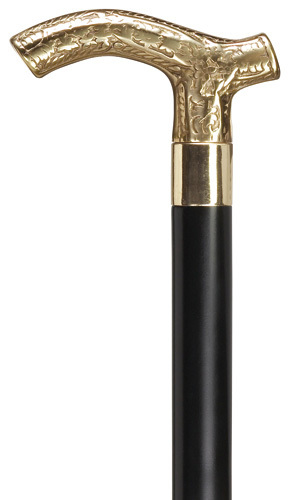 Ladies fashionable walking cane with genuine embossed brass Derby handle, 36" - $34.99
