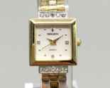 Vintage Gruen Watch Women 21mm Gold Tone Square Dial Bling New Battery 7... - $24.74