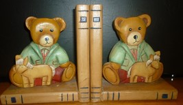 CHARMING BOOKENDS BEAR KINDERGARTEN WOODEN KIDS ROOM DECOR CHILDREN - $11.76