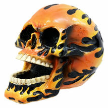HOT ROD FIRE FLAME SKULL RACER BIKER STATUE RESIN FIGURINE SCULPTURE - $23.99