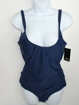 jones new york women essential solid drape twist one piece swimsuit indigo 10 - £38.83 GBP