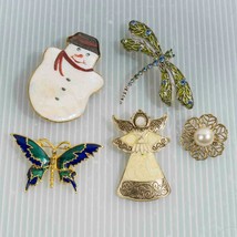 Jewelry Brooch Lot Christmas  Butterfly Dragonfly Angel - £35.03 GBP