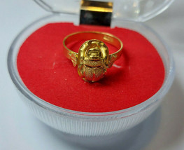 Egyptian Elegant Scarab Ring Gold 18K Stamped Charm Pharaonic 2.3 Gr all sizes - £272.50 GBP