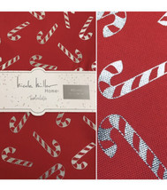 Nicole Miller Christmas Holiday Candy Cane Red Metallic Tablecloth Oblong 60x84” - £27.96 GBP