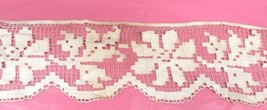 Antique Hand Woven Cotton Lace Trim or Valance Victorian Ecru 74&quot;x 9&quot; - $721.77 MXN