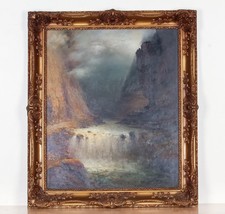Untitled Landscape by Aleksei Popov Framed Oil on Canvas River Storm - £3,892.45 GBP
