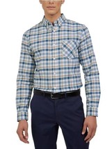 Ben Sherman Mens Dress Shirt Dark Blue Multicolor Plaid Oxford Long Sleeves - $42.99